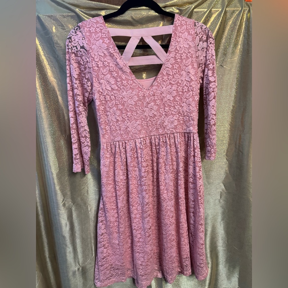 Pink Knit Lace Ballet Style Dress Size 8